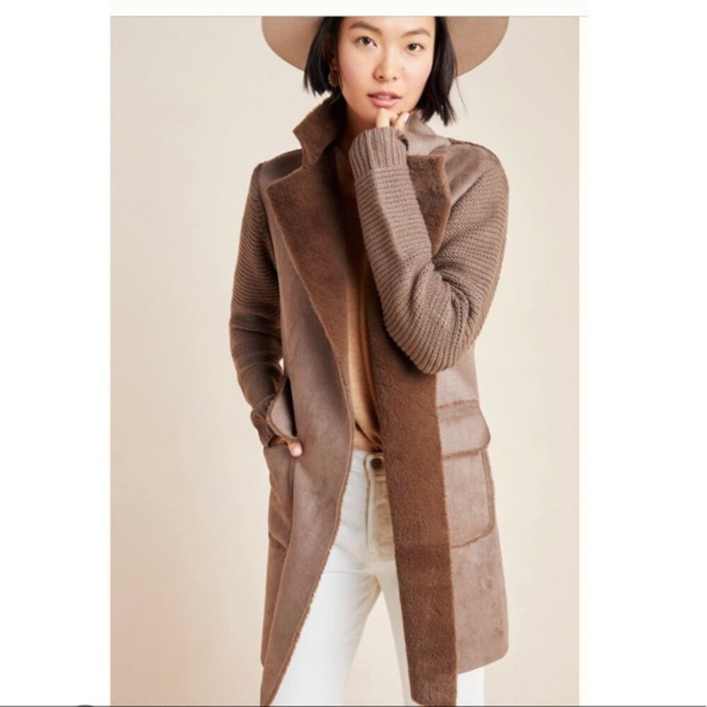 Anthropologie - Piper Sweater Coat Cardigan - Brown - Size M